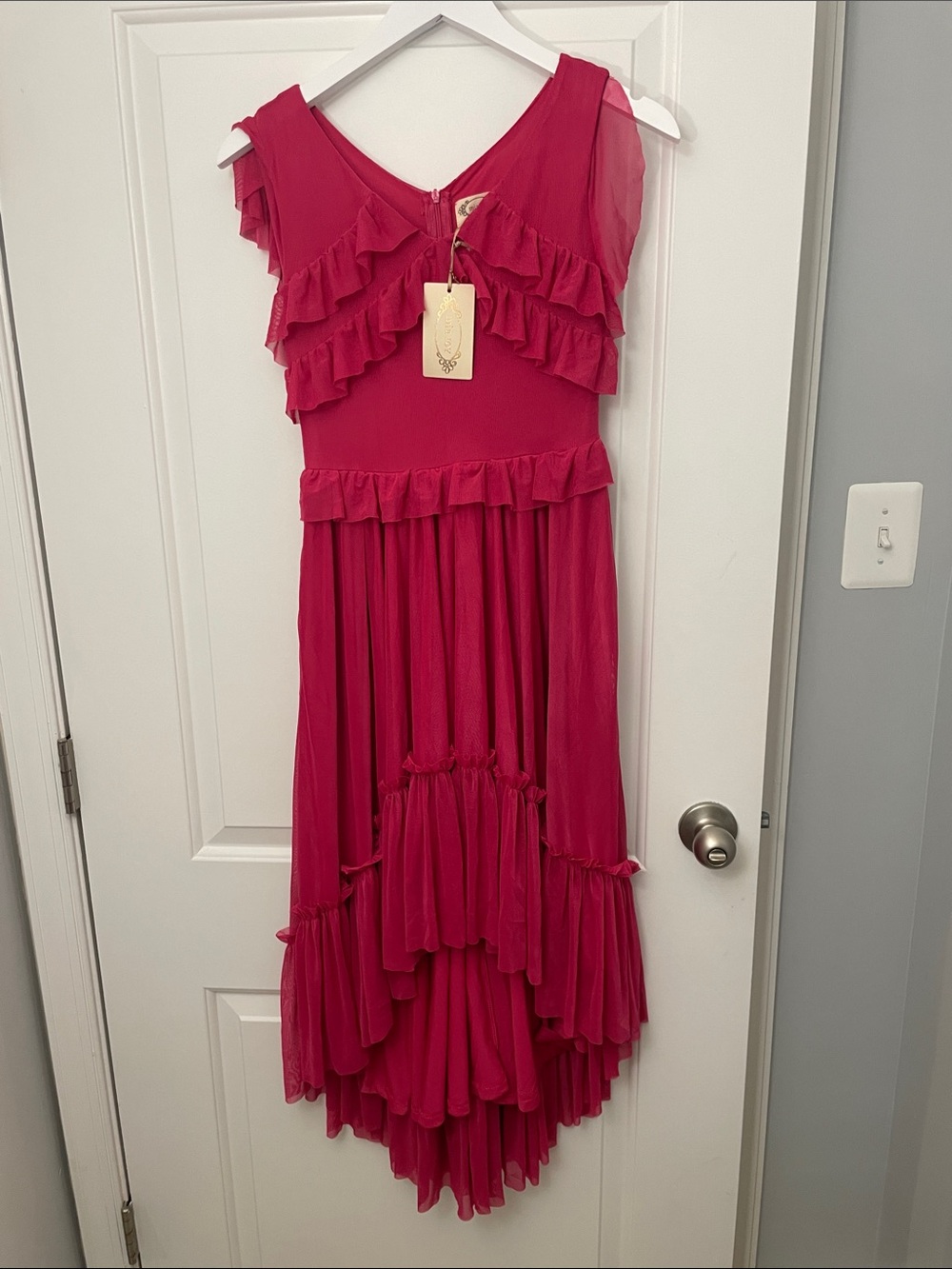 NWT Magenta Ruffle Tiered Dress